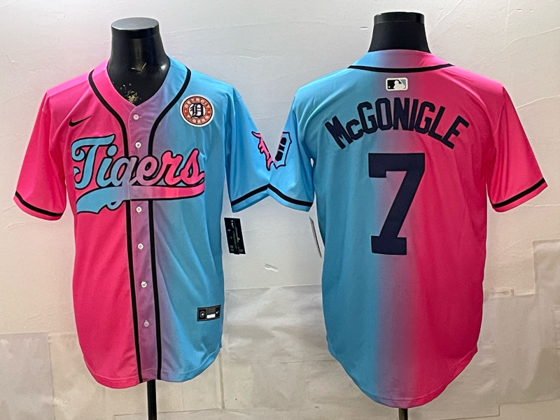 Men Detroit Tigers #7 McGonigle blue pink Nike 2026 MLB Jersey 0401001